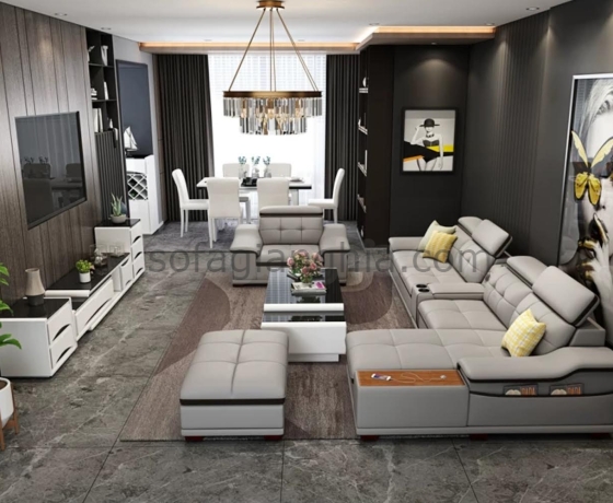 Sofa da phòng khách sang trọng : E-219