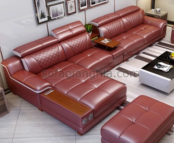 Sofa da phòng khách Bắc Âu hiện đại  : E-225