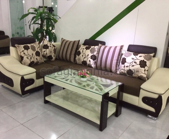 Sofa vải kết hợp da bọc khung : A-112