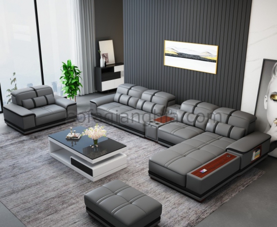 Sofa da màu xám sang trọng : E-244