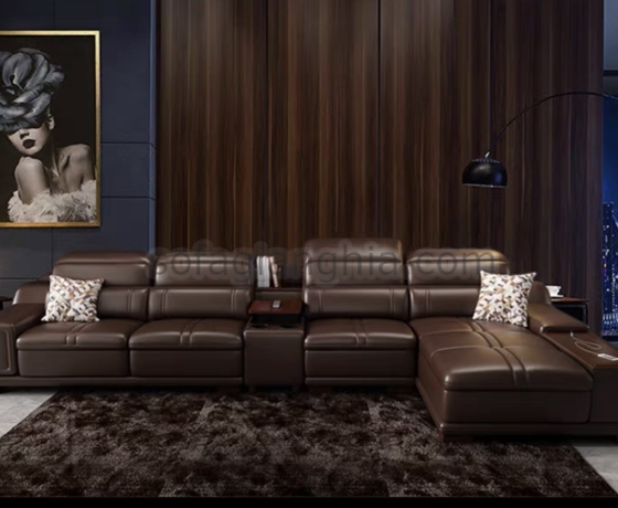 Sofa da màu xám sang trọng : E-254