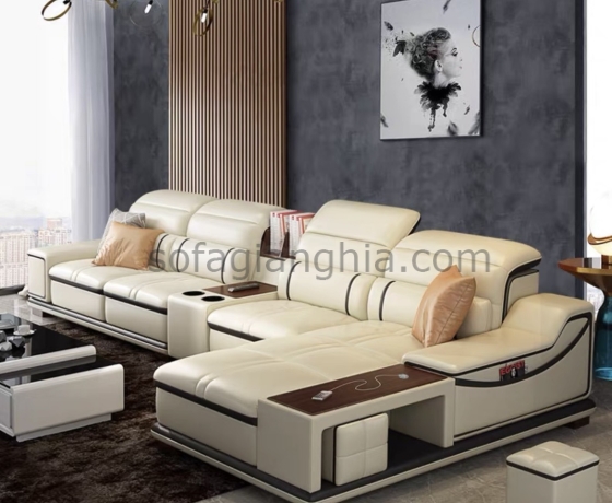 Sofa da màu xám sang trọng : E-254