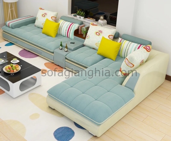 Sofa vải kết hợp da bọc khung : A-119