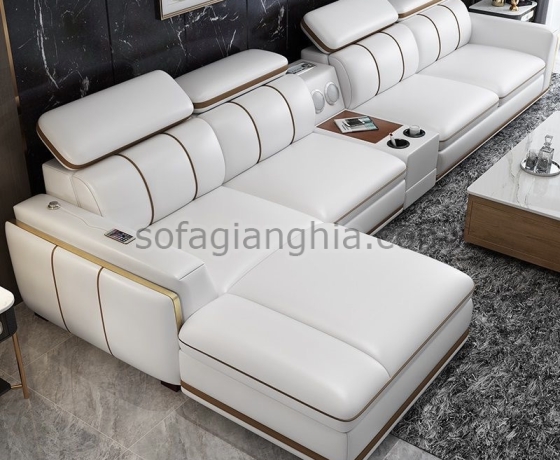 Sofa da tay viền đồng nổ bật : E-219