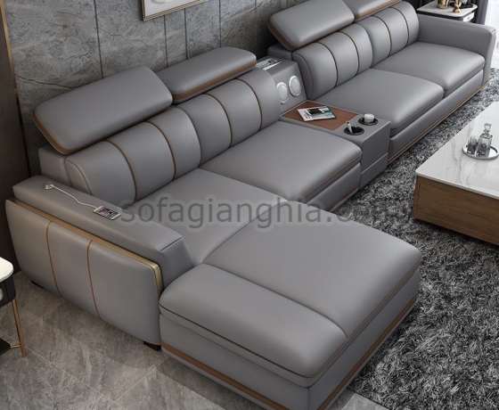 Sofa da tay viền đồng nổ bật : E-219