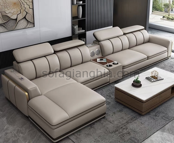 Sofa da tay viền đồng nổ bật : E-219