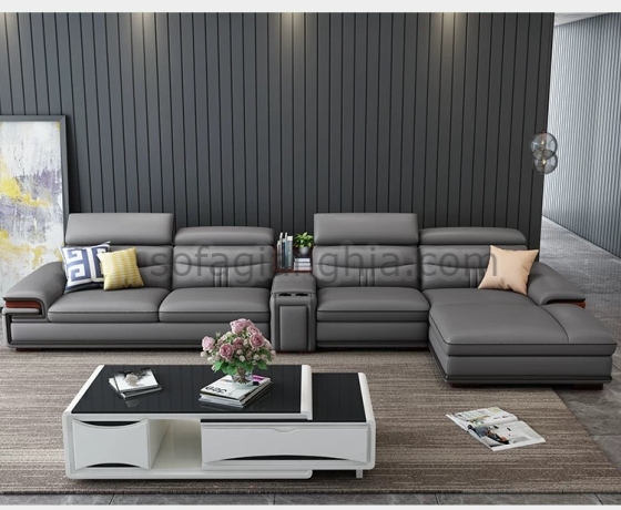 Sofa da màu xám sang trọng : E-214