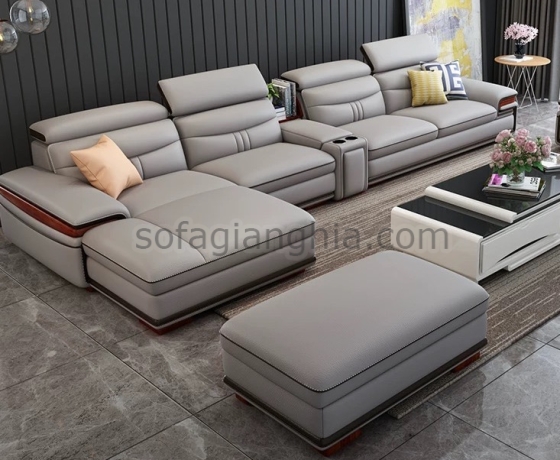 Sofa da màu xám sang trọng : E-214