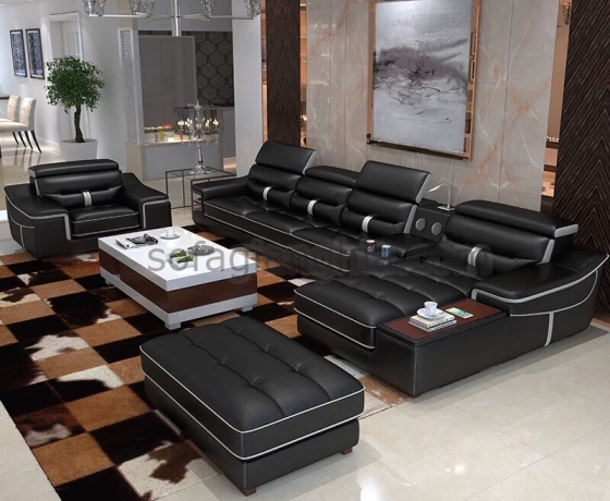 Bộ Sofa da phòng khách màu bò đẹp : E-248